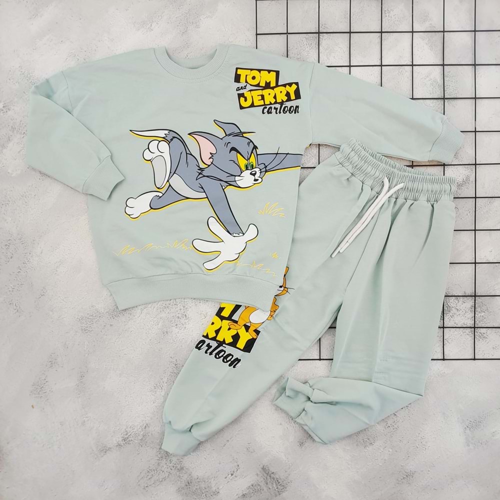 CİCİBOM 1916 TOM&JERRY BASKILI MEVSİMLİK TAKIM - YEŞİL - 7-8 YAŞ