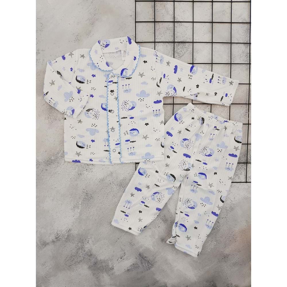 GONCA 065 GEZEGEN PİJAMA TAKIM - MAVİ - 18 AY