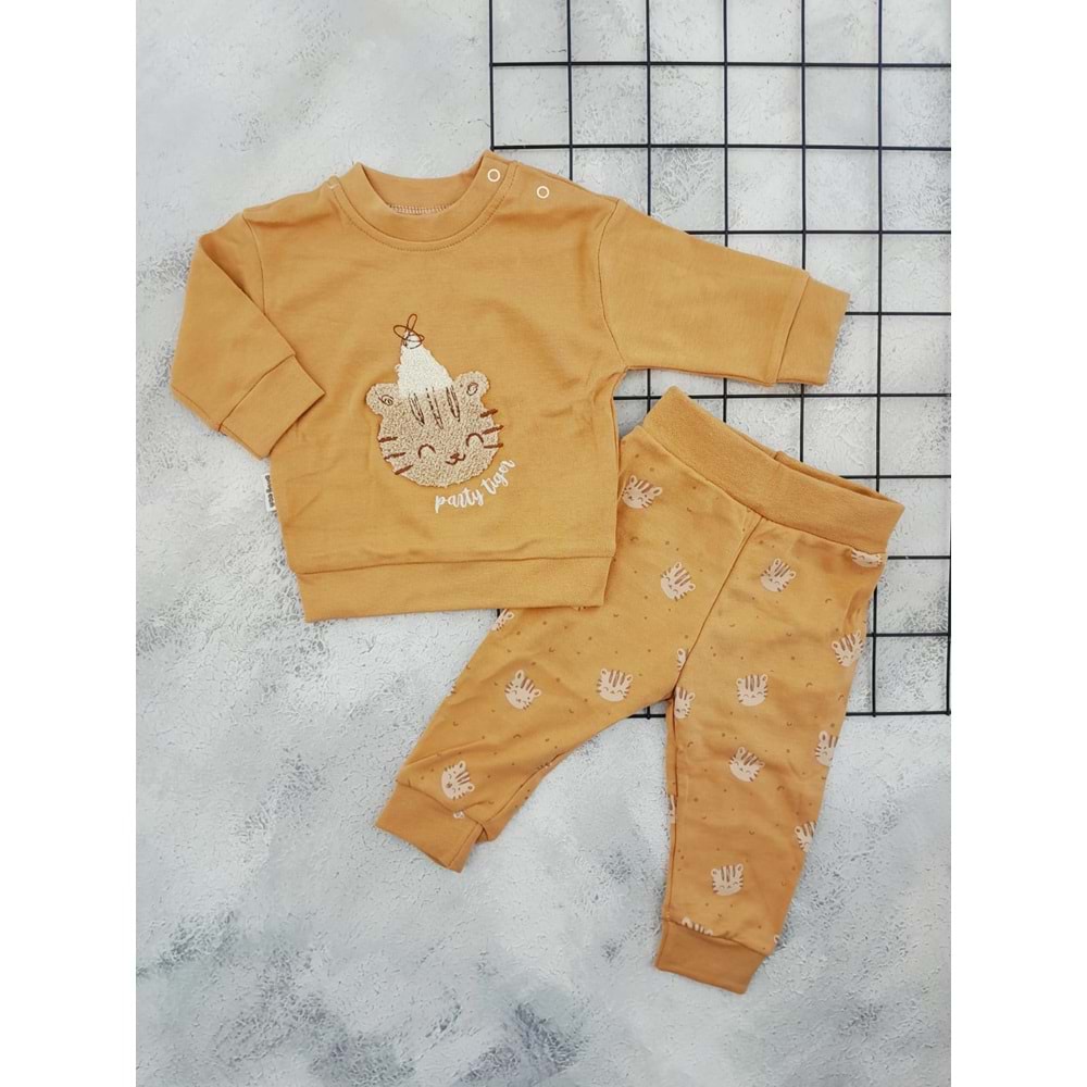 BABYCAN 2121 ASLAN SÜZENE PİJAMA TAKIM - SÜTLÜ KAHVE - 6-9 AY