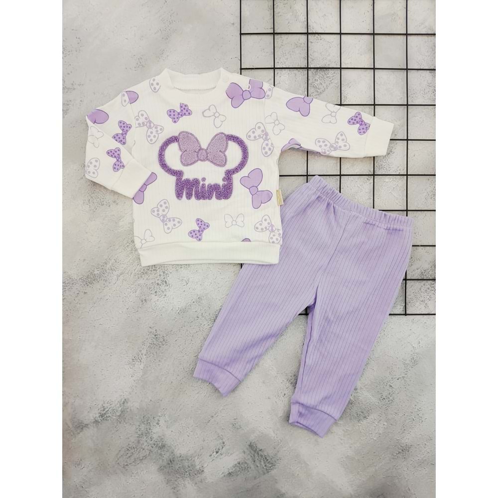 MİNİMUNDO 665 FİYONK BASKILI MEVSİMLİK TAKIM - LİLA - 9 AY
