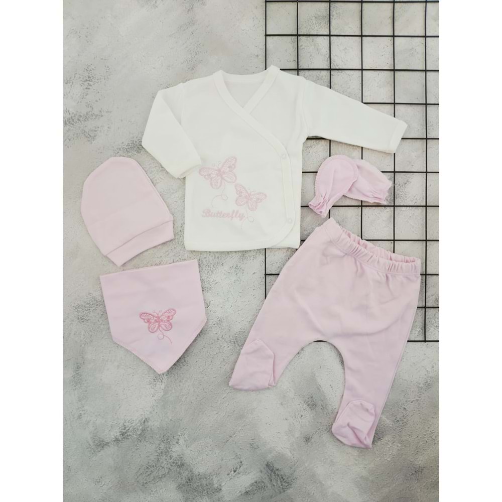 GONCA 4218 KELEBEK NAKIŞLI 5 Lİ ZIBIN TAKIM - PEMBE