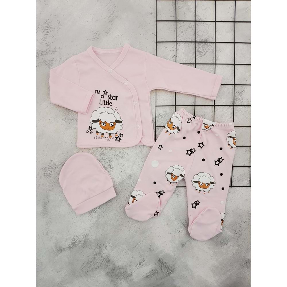 GONCA 4272 KUZULU 3 LÜ ZIBIN TAKIM - PEMBE - 0-3 AY