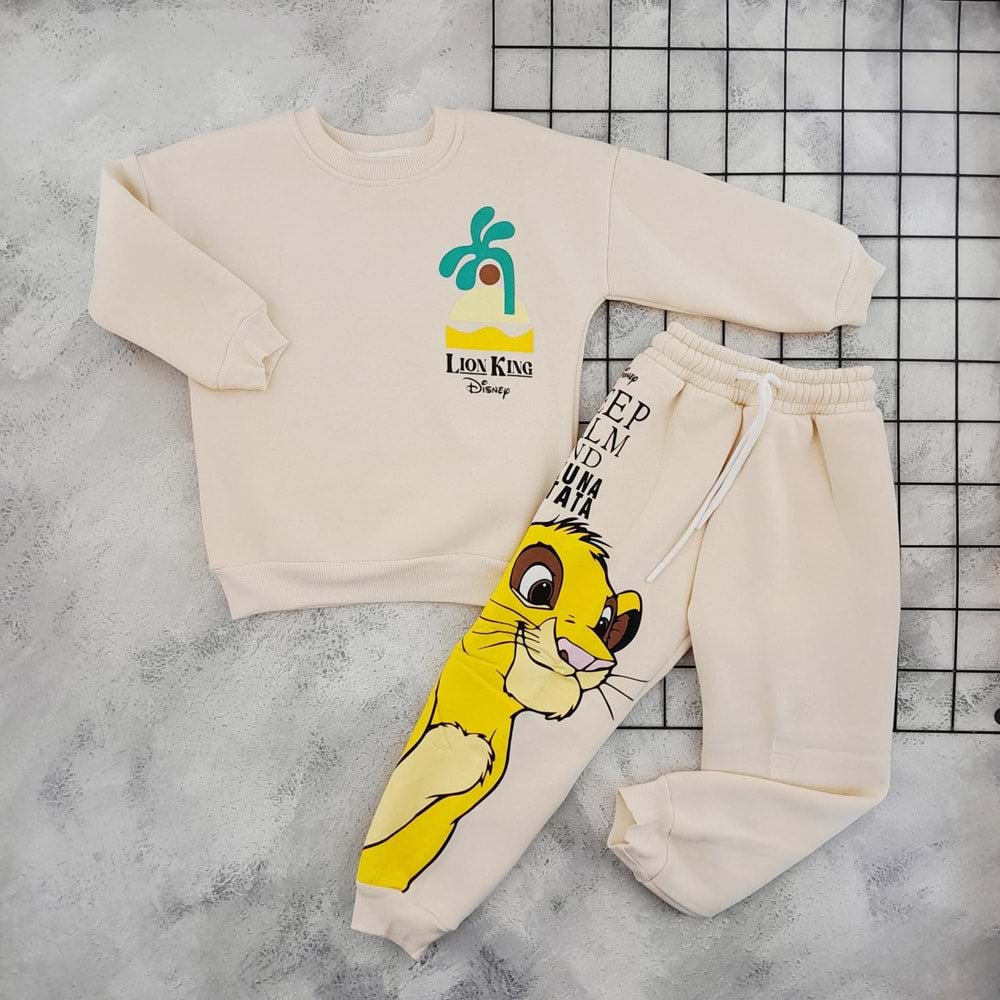 CİCİBOM 1921 LİON KING BASKILI 3 İP TAKIM - BEJ - 7-8 YAŞ