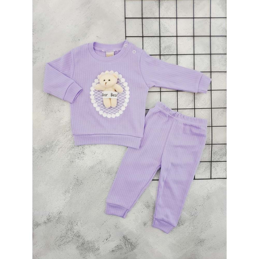 NİKUBY 45286 OYUNCAK AYILI MEVSİMLİK TAKIM - LİLA - 9 AY