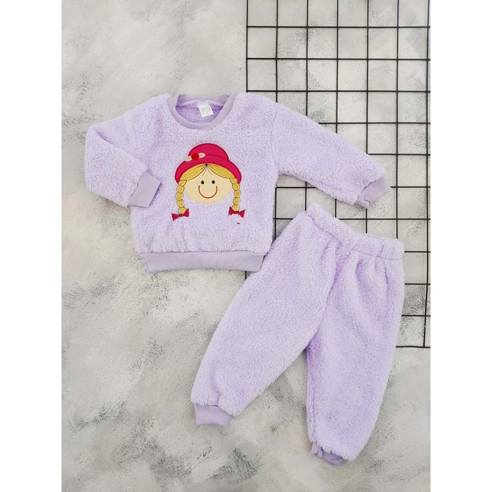 GİDDY KİDS 6833 PRENSES KIZ NAKIŞLI WELSOFT TAKIM - LİLA - 24 AY