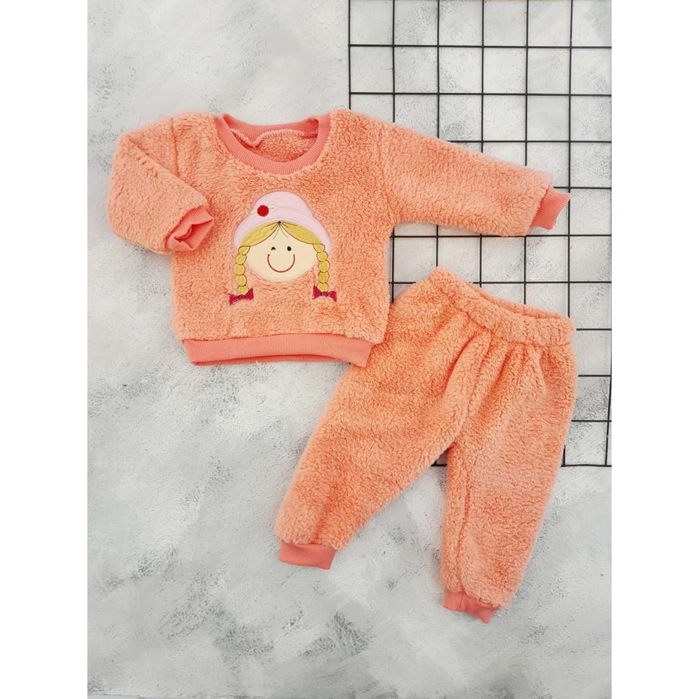 GİDDY KİDS 6833 PRENSES KIZ NAKIŞLI WELSOFT TAKIM - SOMON - 12 AY