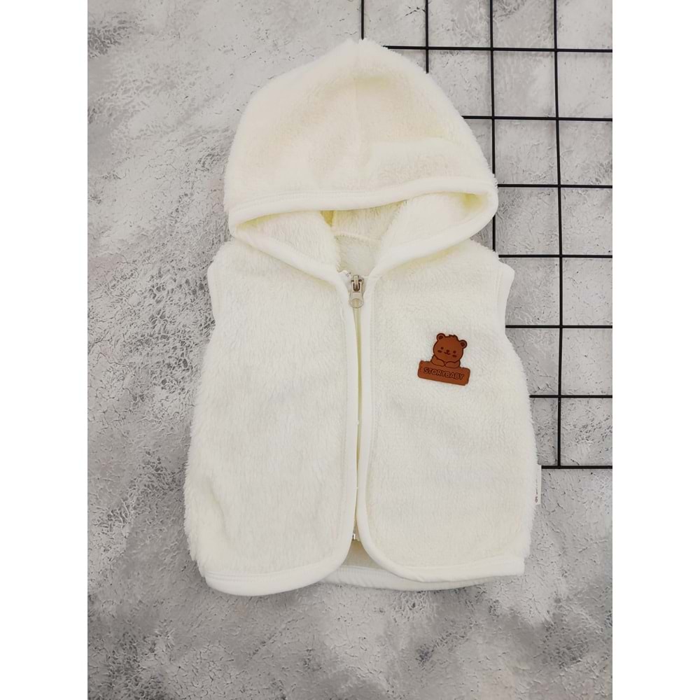 STORYBABY 1224 WELSOFT KAPŞONLU YELEK - KREM - 12-18 AY