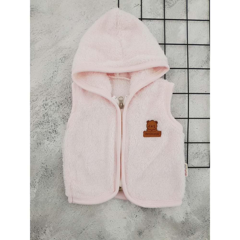 STORYBABY 1224 WELSOFT KAPŞONLU YELEK - PEMBE - 12-18 AY