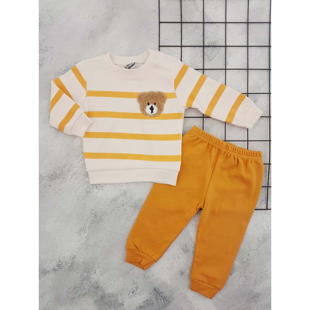NİKUBY 45087 ÇİZGİLİ SÜZENE AYICIK MEVSİMLİK TAKIM - TURUNCU - 12 AY