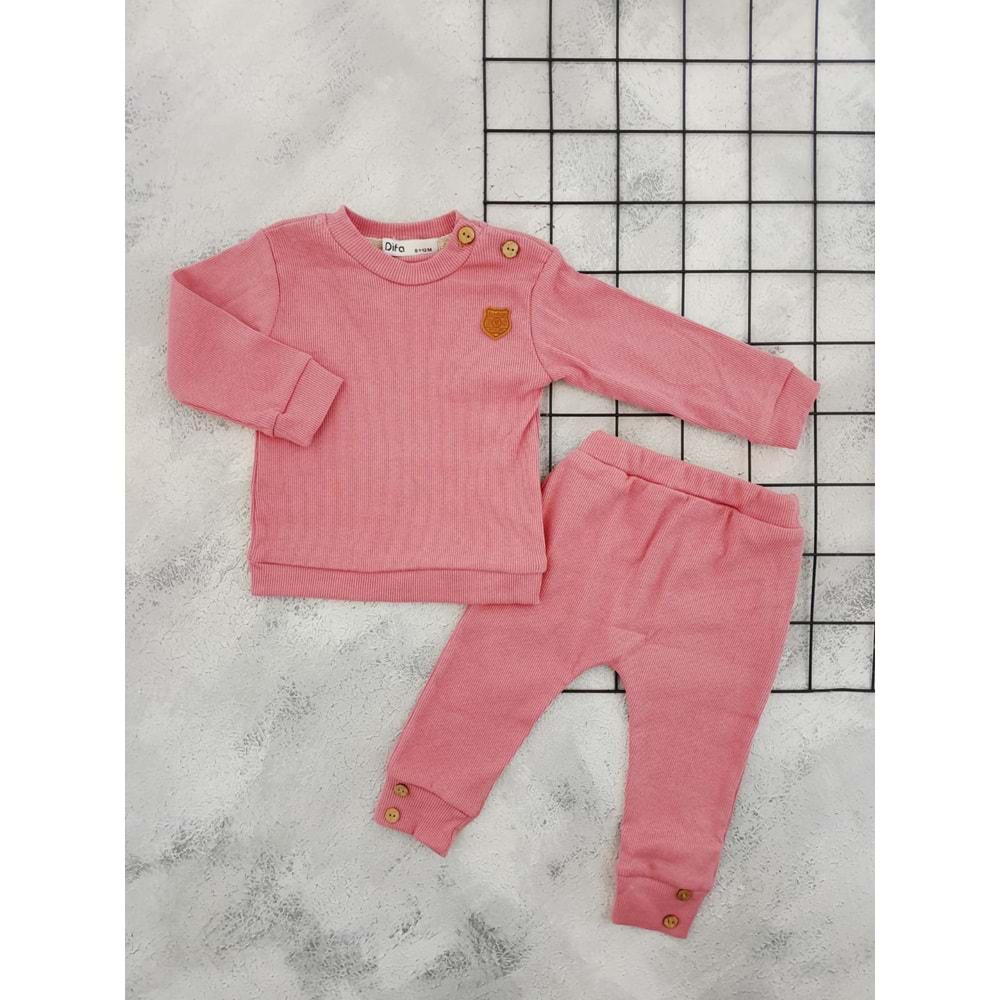 DİFA KİDS 2034 YAKA DÜĞMELİ MEVSİMLİK TAKIM - GÜL KURUSU - 6 AY
