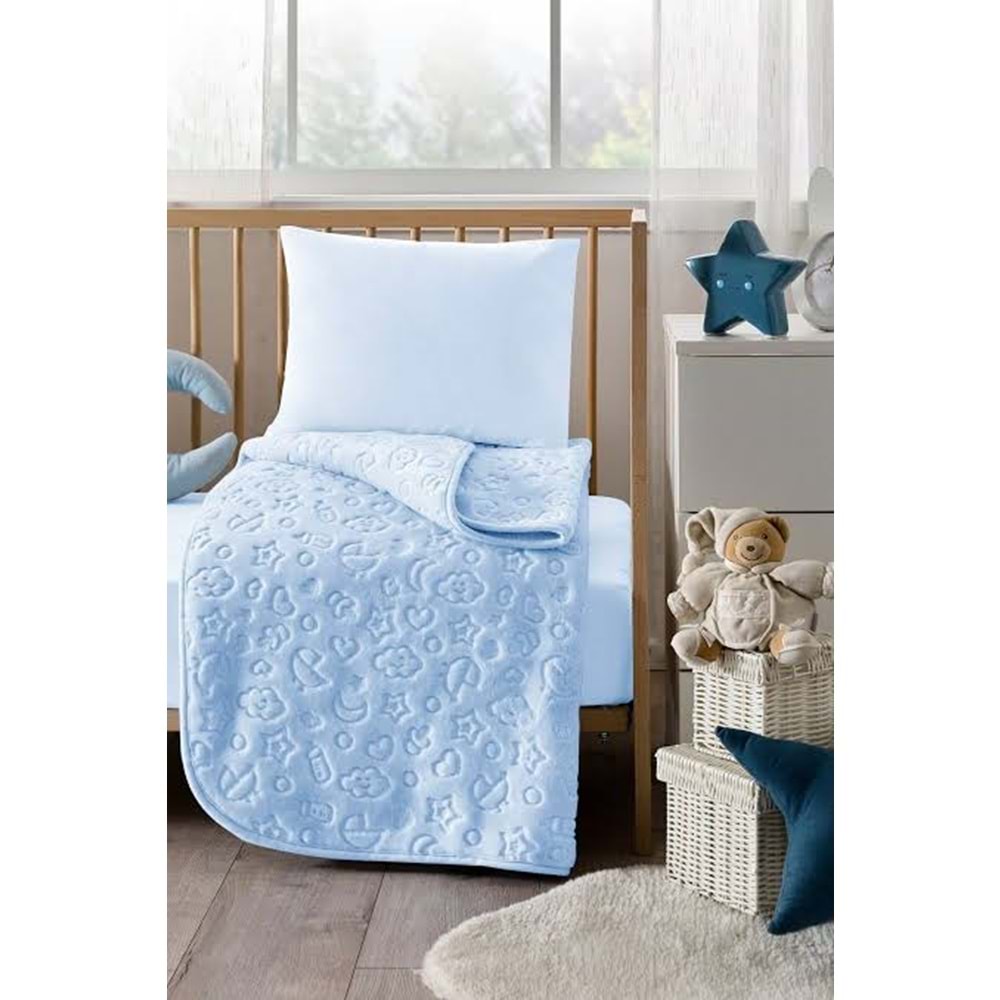 ÖZDİLEK KABARTMALI BEBEK BATTANİYE 100*120 - MAVİ