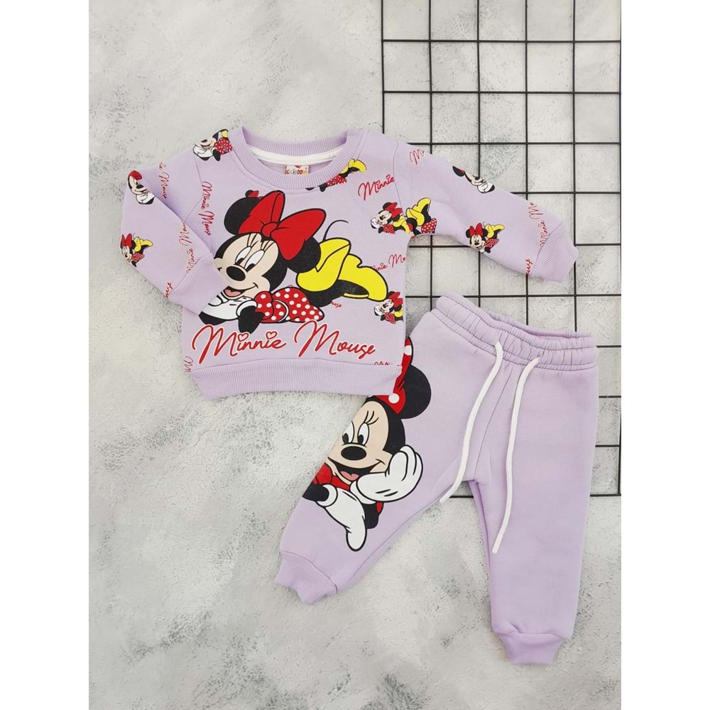CİCİBOM 1929 MİNNİE MOUSE BASKILI 3 İP TAKIM - LİLA - 6 AY