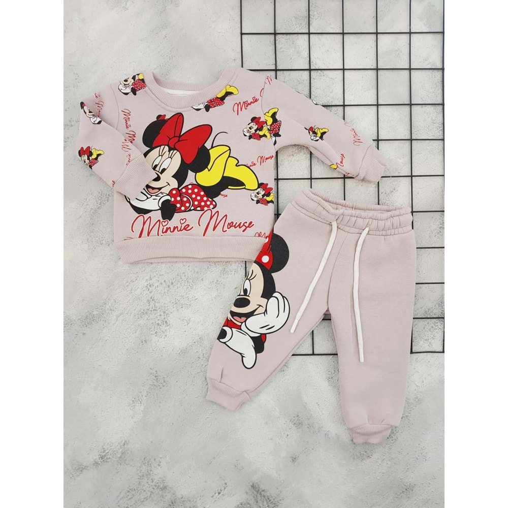CİCİBOM 1929 MİNNİE MOUSE BASKILI 3 İP TAKIM - MÜRDÜM - 12 AY