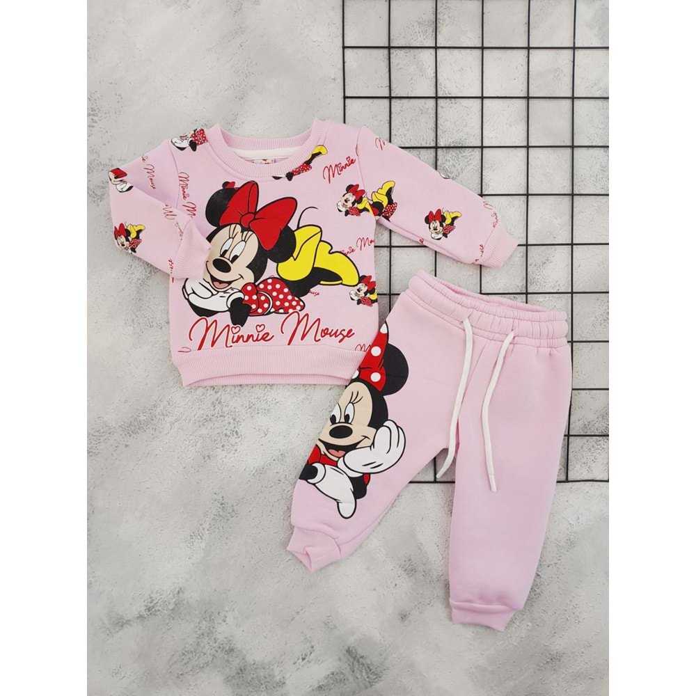 CİCİBOM 1929 MİNNİE MOUSE BASKILI 3 İP TAKIM - PEMBE - 12 AY