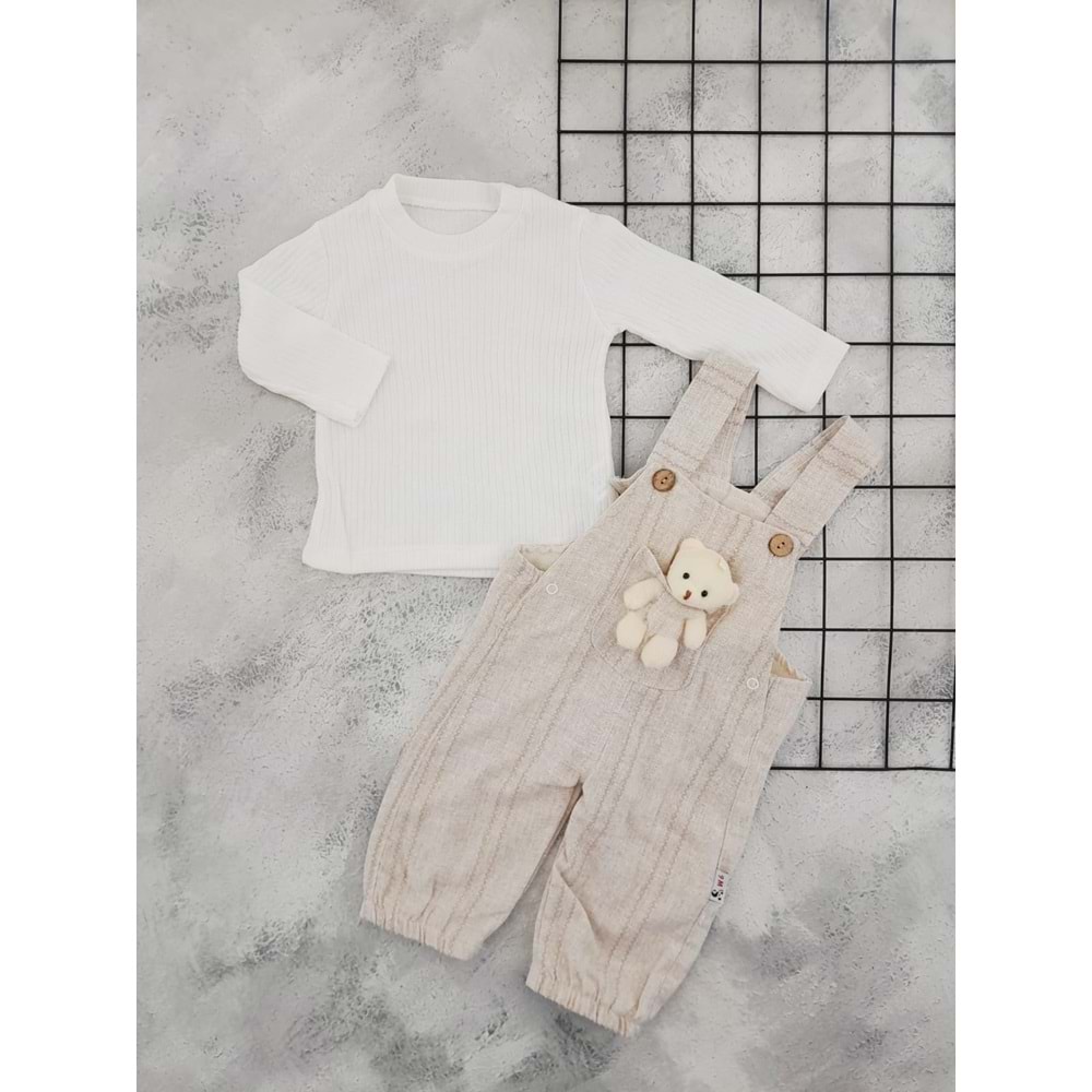 MY KOALA 0602 AYILI ÇİZGİLİ SALOPET - BEJ - 9 AY