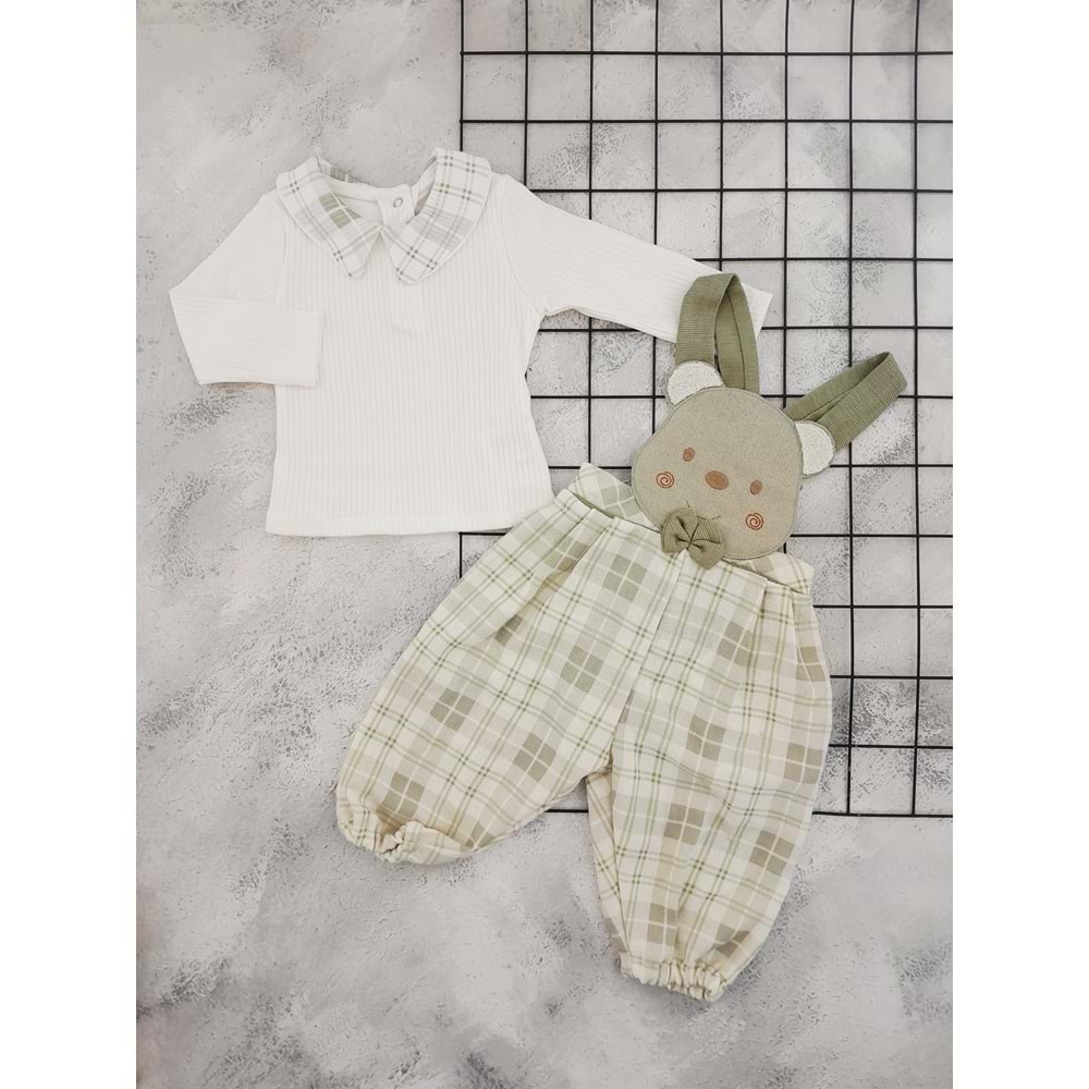 ÇİLEK 3211 PAPYONLU AYICIK TULUM SALOPET - YEŞİL - 18 AY