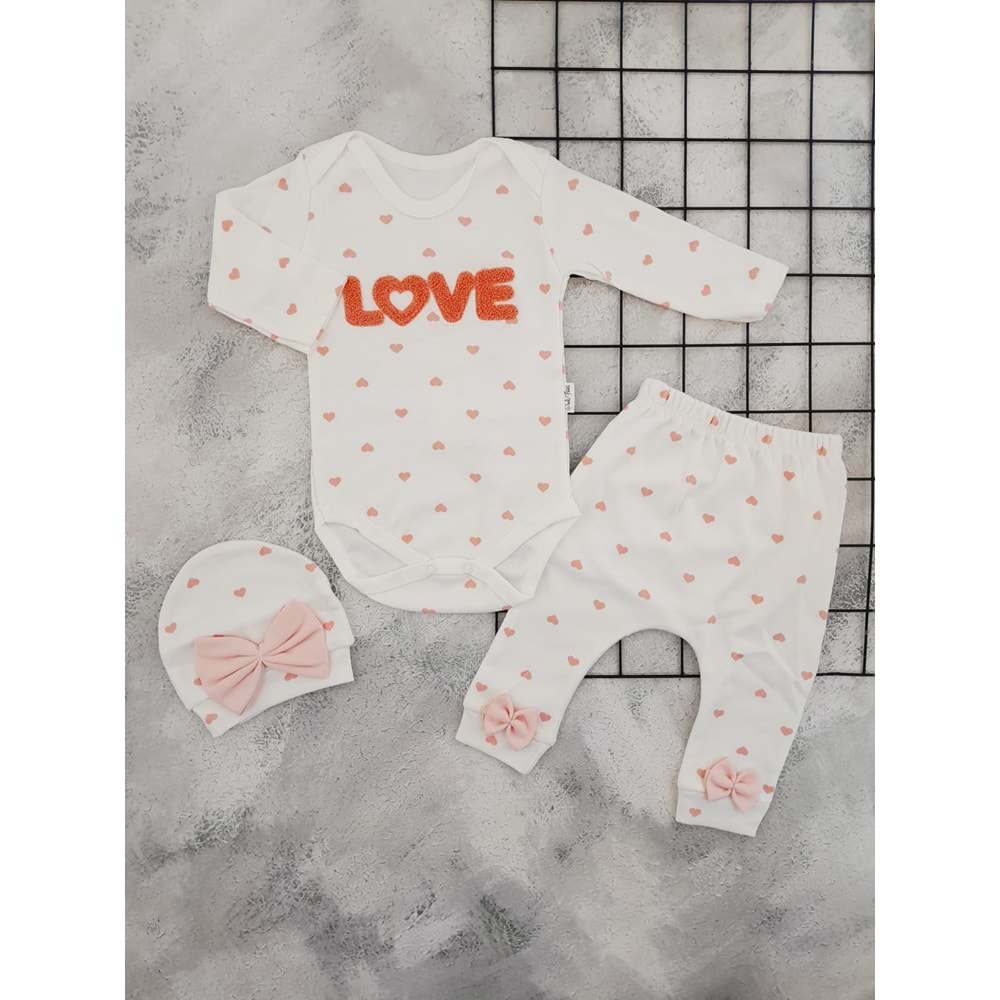 NİKUBY 1785 SÜZENE LOVE BADİ TAKIM - SOMON - 6-9 AY