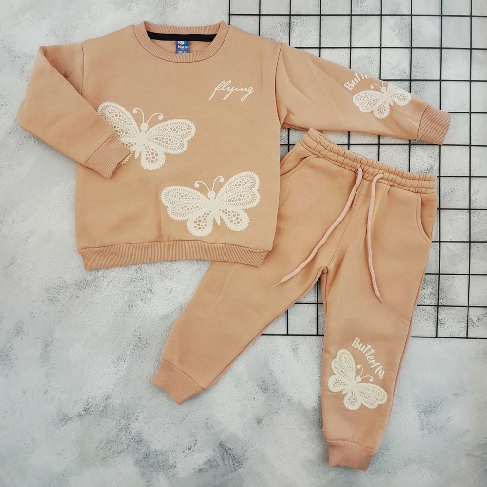 NAZAR 25891 KELEBEK BASKILI 3 İP TAKIM - SÜTLÜ KAHVE - 5 YAŞ