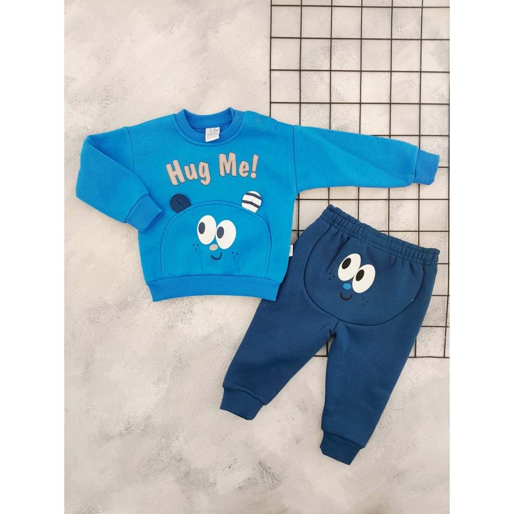 NAZAR 25826 HUG ME BASKILI 3 İP TAKIM - MAVİ - 9 AY
