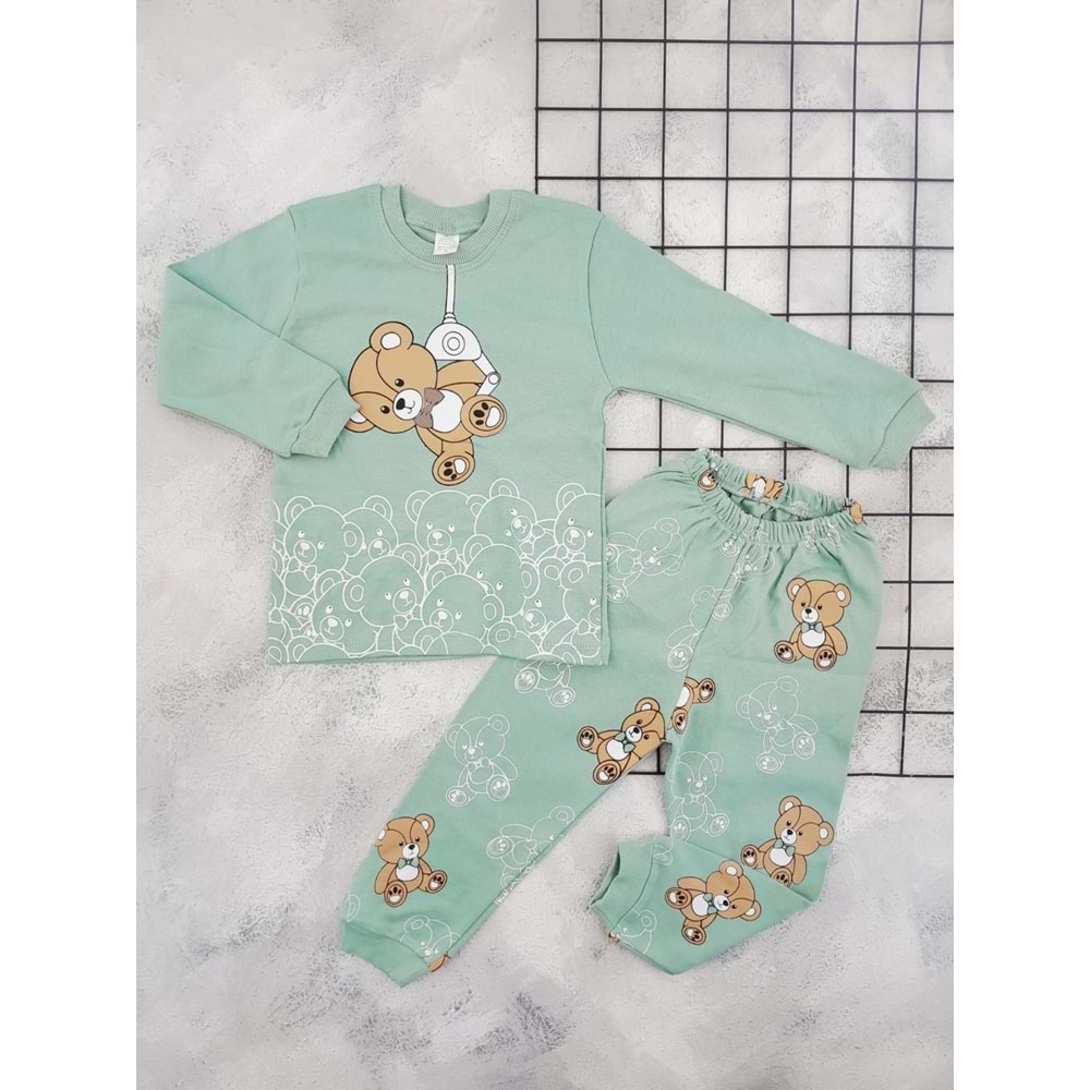 BEBEMER 0107 AYICIK BASKILI PİJAMA TAKIM - MİND - 5 YAŞ