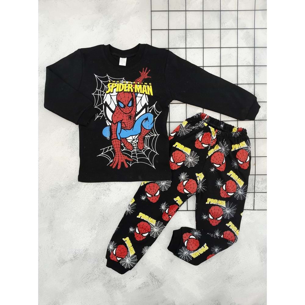 BEBEMER 0110 SPİDERMAN BASKILI PİJAMA TAKIM - SİYAH - 1 YAŞ