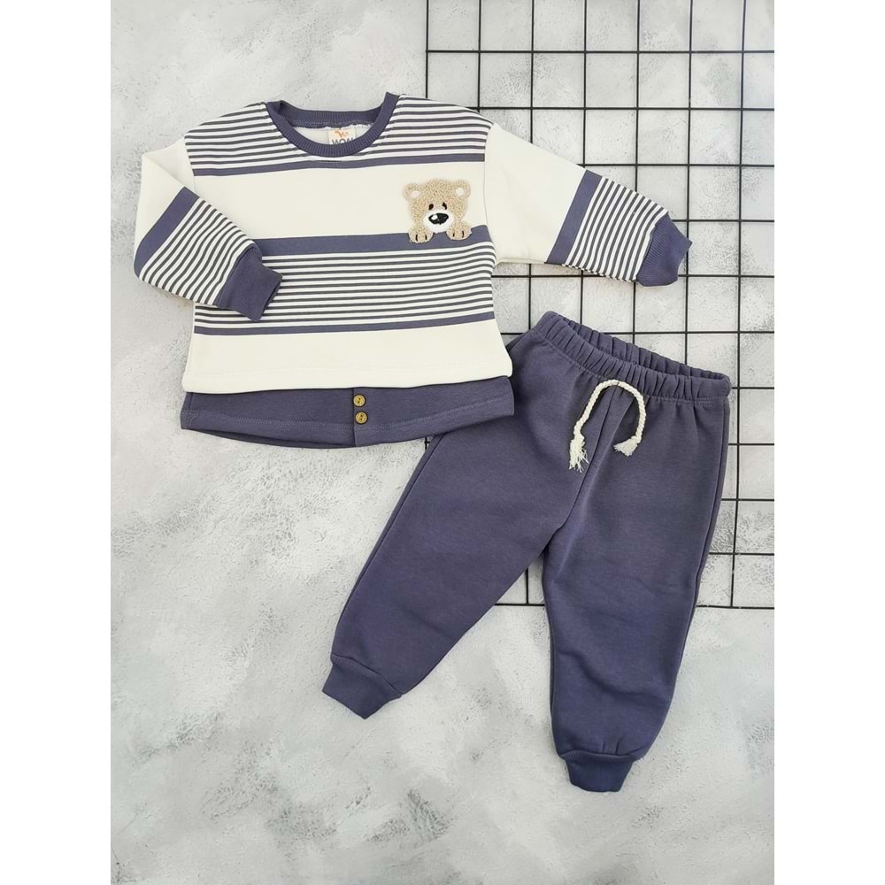 WOW 1068 AYICIK NAKIŞLI ÇİZGİLİ 3 İP TAKIM