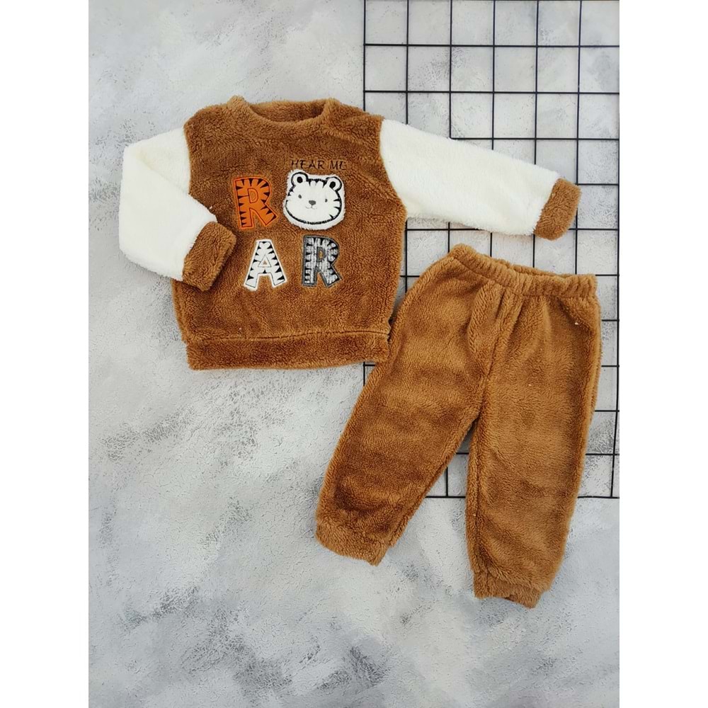 GÜLSEN 657 ROAR NAKIŞLI WELSOFT POLAR TAKIM - KAHVE - 3 YAŞ