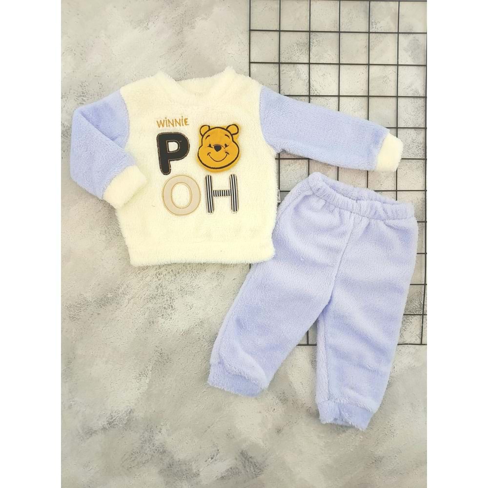 GÜLSEN 660 POOH NAKIŞLI WELSOFT POLAR TAKIM - MAVİ - 2 YAŞ