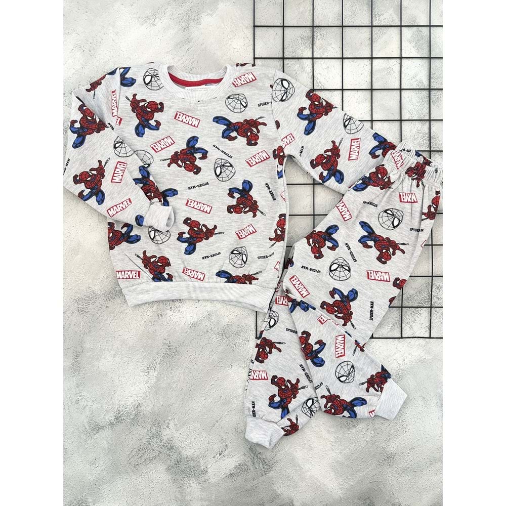 KARAKTERLİ 1700 SPİDERMAN MARVEL İÇİ PAMUKLU TAKIM - GRİ - 7 YAŞ