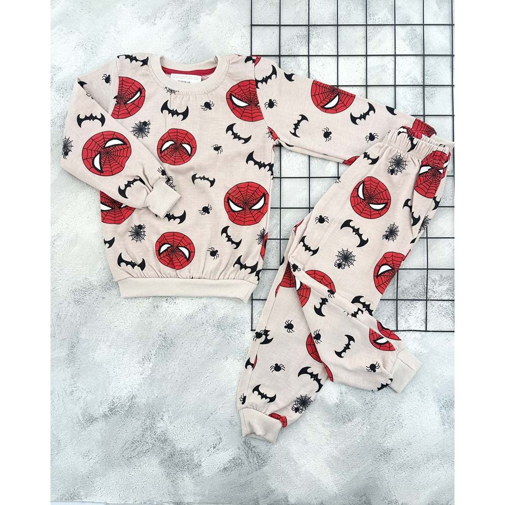 KARAKTERLİ 1703 ÖRÜMCEK AĞI İÇİ PAMUKLU TAKIM - KAHVE - 6 YAŞ