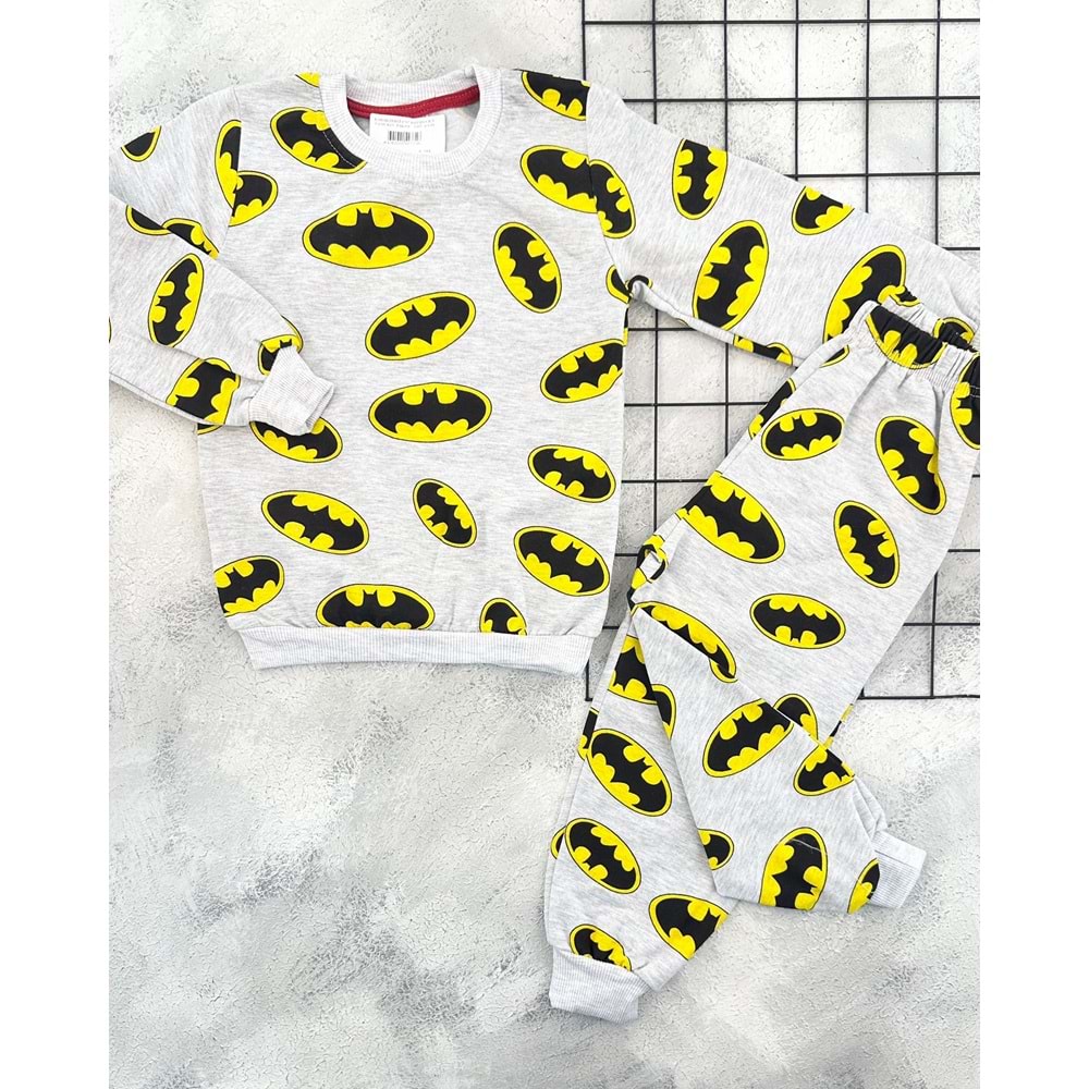 KARAKTERLİ 1707 BATMAN İÇİ PAMUKLU TAKIM - GRİ - 7 YAŞ