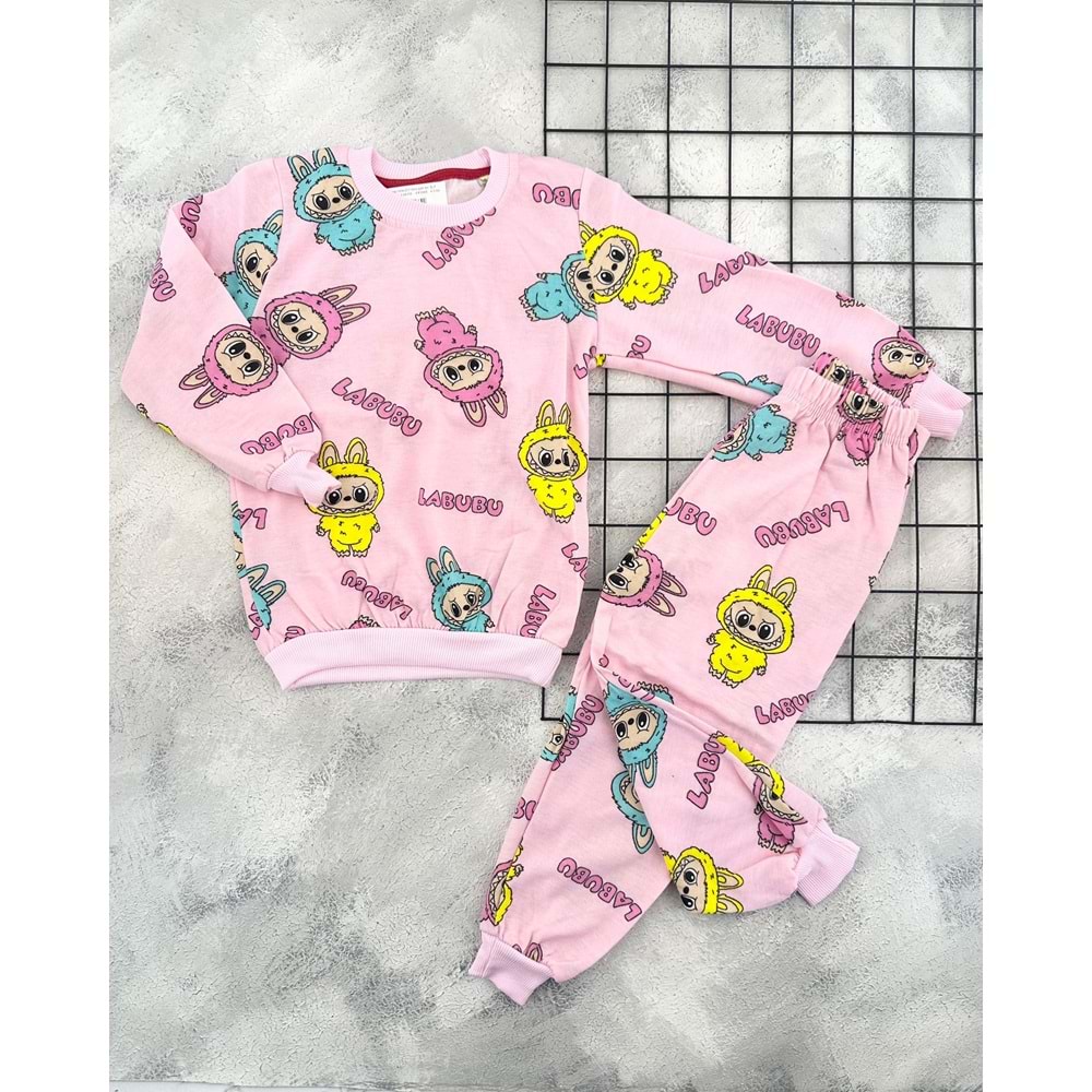 KARAKTERLİ 1709 LABUBU İÇİ PAMUKLU TAKIM - PEMBE - 1 YAŞ
