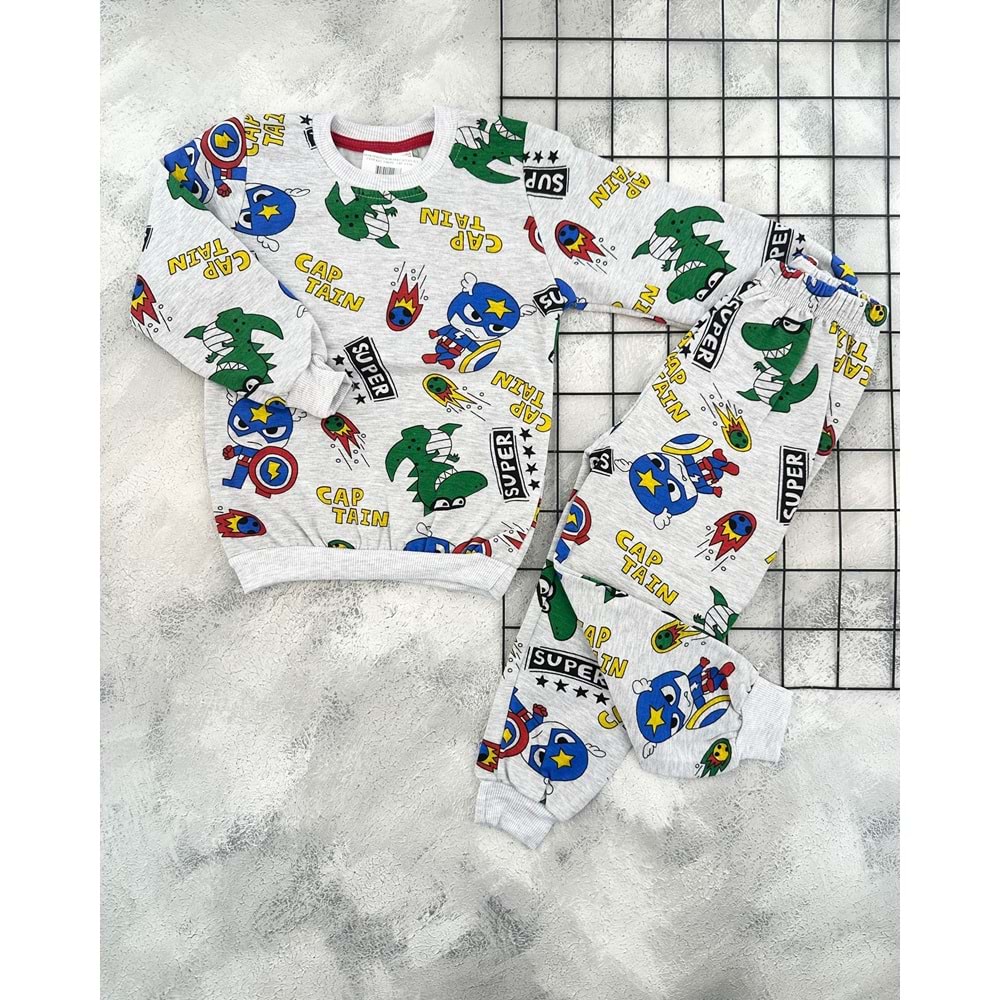 KARAKTERLİ 1710 SUPER CAPTAİN İÇİ PAMUKLU TAKIM - GRİ - 7 YAŞ