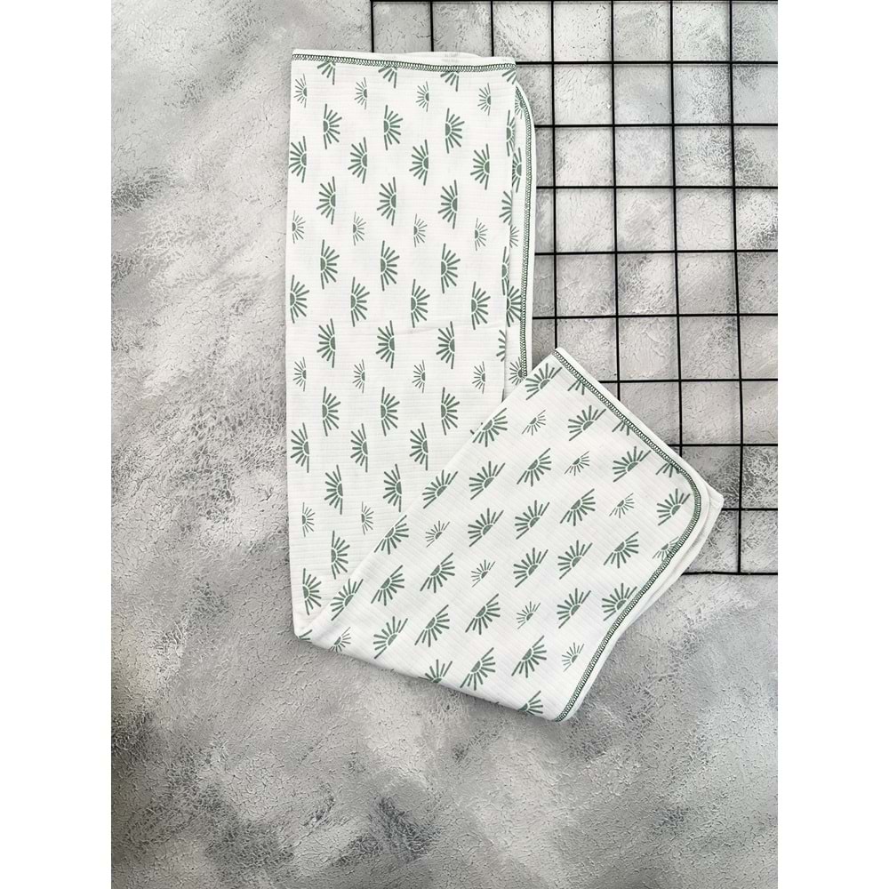 GONCA RAPORLU ÇİFT KAT BEBEK BATTANİYESİ 85*95 GÜNEŞ - YEŞİL - 0 AY