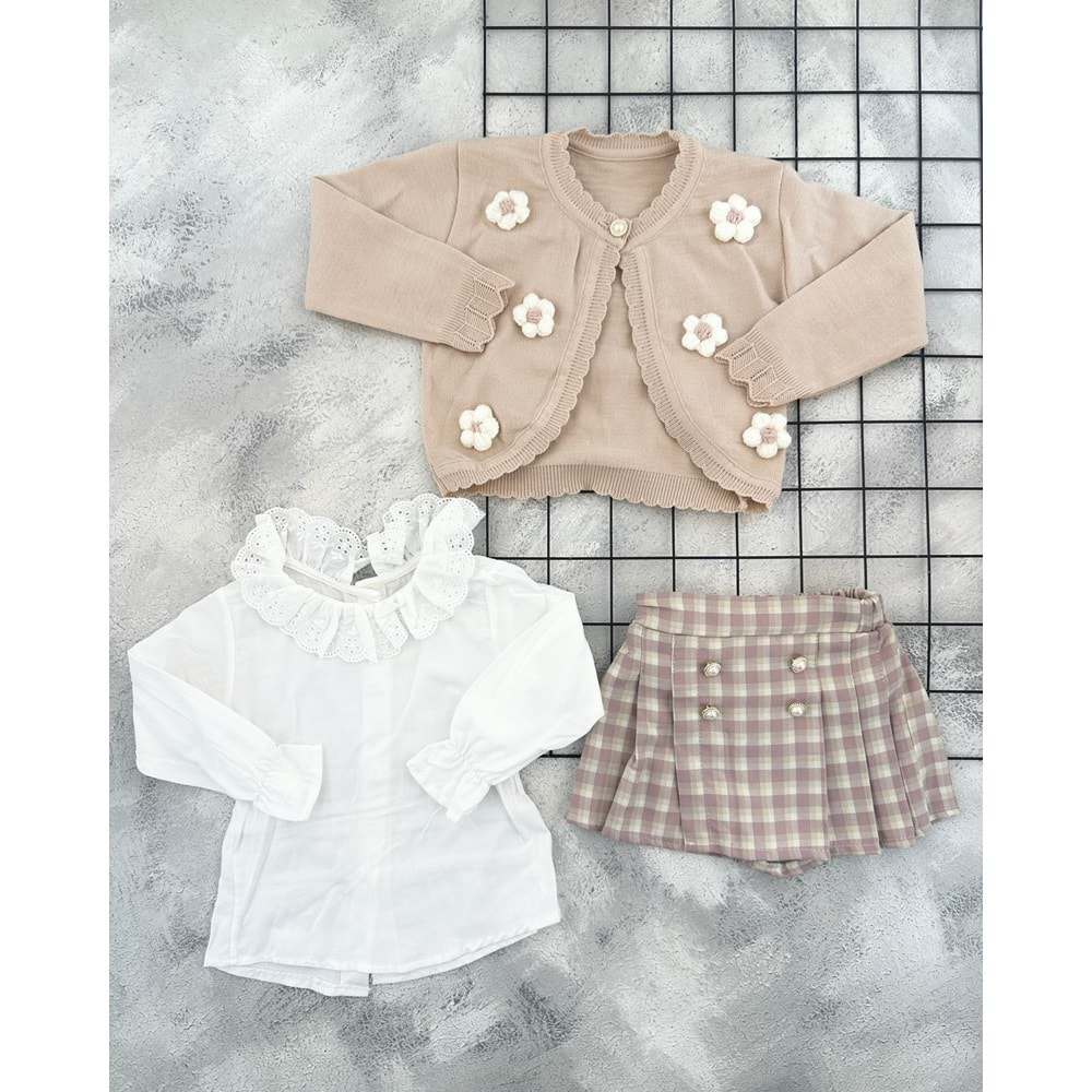 LUMİA 4112 ÖRME ÇİÇEK EKOSE TAKIM - MÜRDÜM - 2 YAŞ