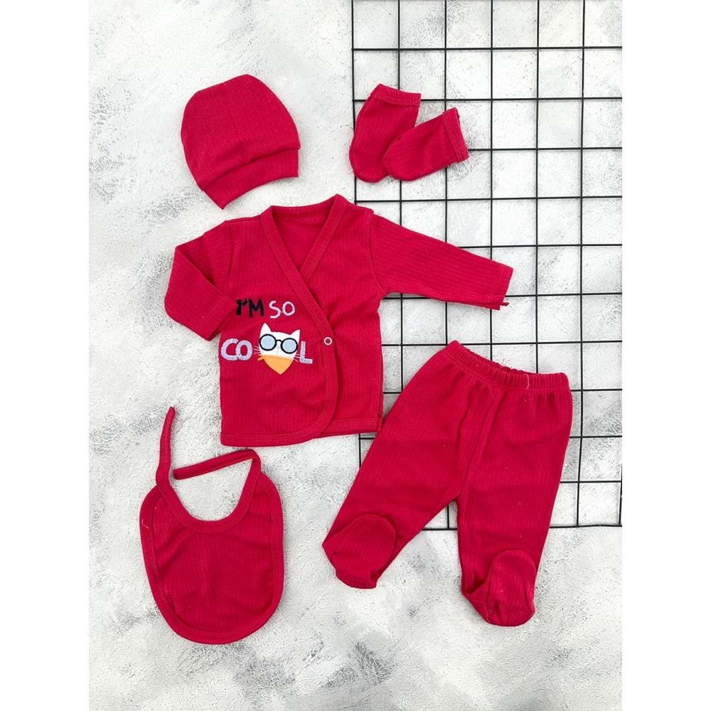 MİNİK 1009 COOL NAKIŞLI 5 Lİ ZIBIN SET - KIRMIZI - 0 AY