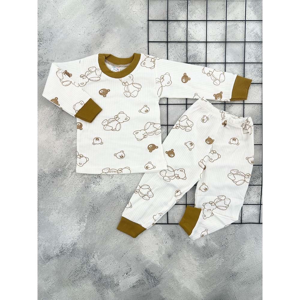 ÇUM ÇUM 1317 OTURAN AYI PİJAMA TAKIM - KAHVE - 18 AY