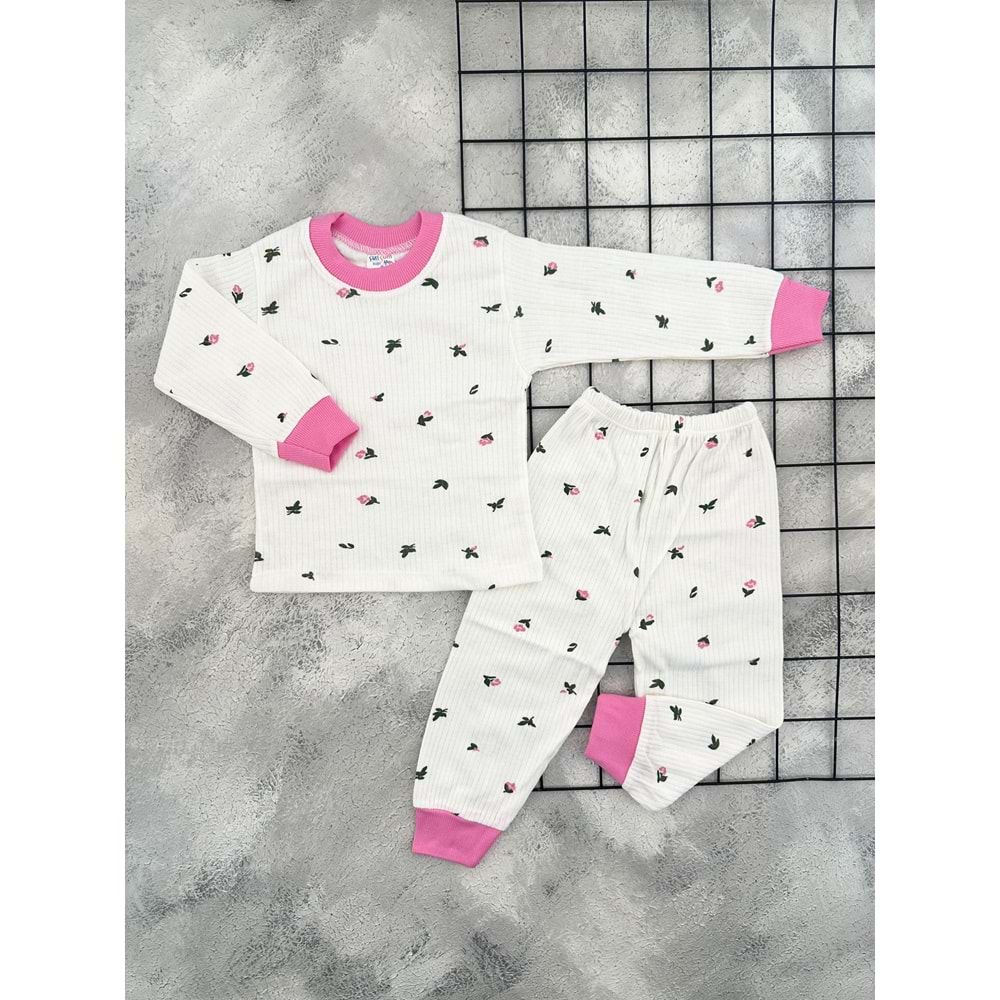 ÇUM ÇUM 1318 LALE DESEN PİJAMA TAKIM - PEMBE - 9 AY