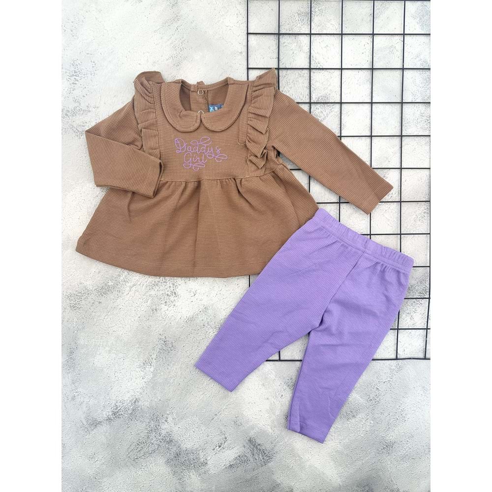 NAZAR 24049 DADDYS GIRL MEVSİMLİK TAKIM - KAHVE - 12 AY - ST05409-KAHVE-12 AY