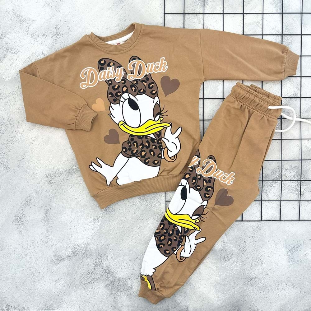 CİCİBOM 1944 DAİSY DUCK BASKILI MEVSİMLİK TAKIM - KAHVE - 7-8 YAŞ