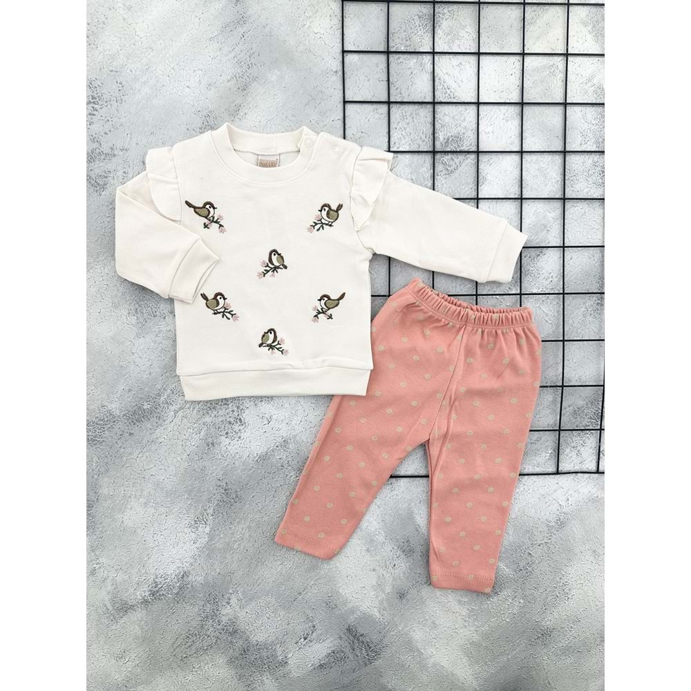 NİKUBY 45262 KUŞ NAKIŞLI MEVSİMLİK TAKIM - SOMON - 18 AY