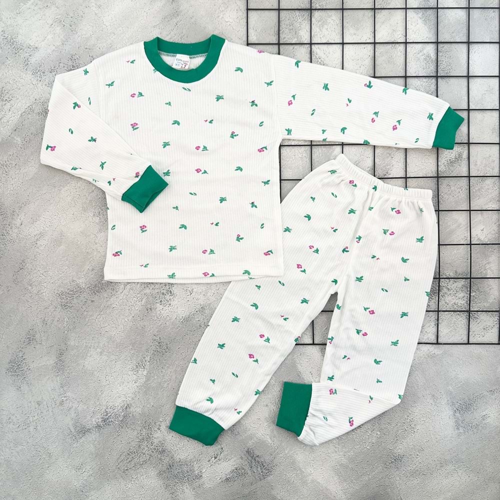 ÇUM ÇUM 1310 LALELER PİJAMA TAKIM - YEŞİL - 5 YAŞ