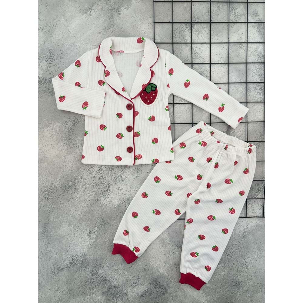 POLİFON 4025 SÜZENE ÇİLEK PİJAMA TAKIM - KIRMIZI - 4 YAŞ