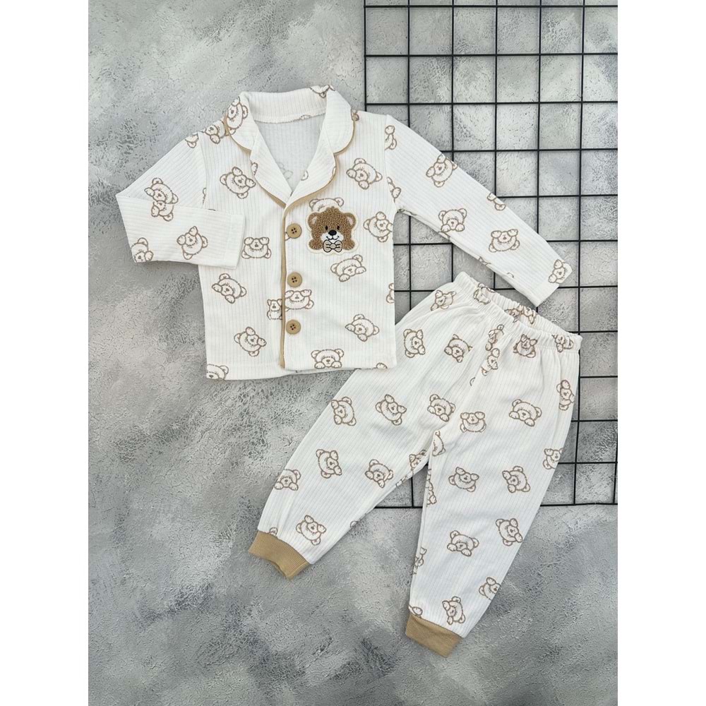 POLİFON 4027 SÜZENE AYICIK PİJAMA TAKIM - BEJ - 1 YAŞ
