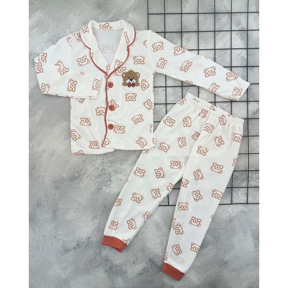 POLİFON 4027 SÜZENE AYICIK PİJAMA TAKIM - KİREMİT - 6 YAŞ