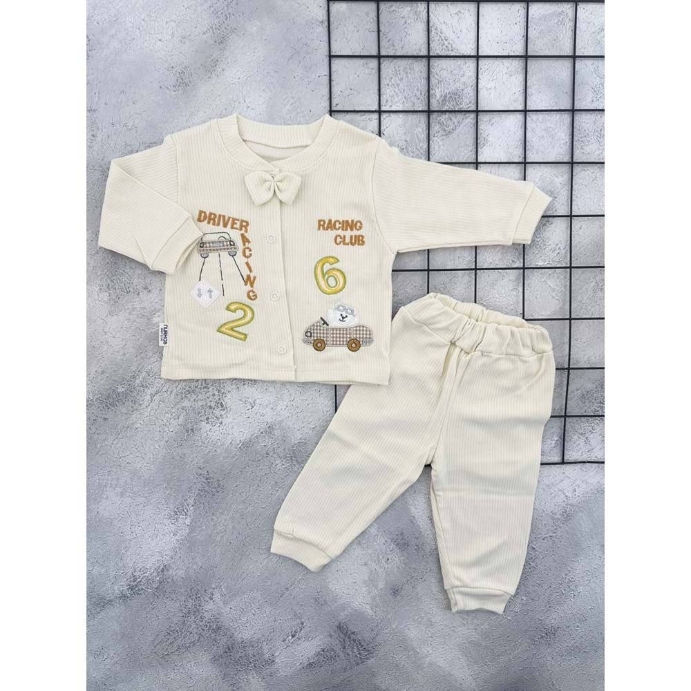 NURHAS 5069 ARABA NAKIŞLI MEVSİMLİK TAKIM - BEJ - 0-3 AY