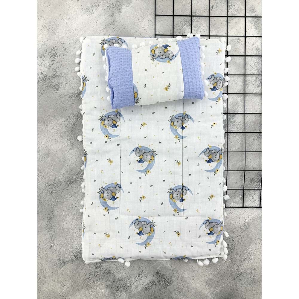SLEEPY BABY 20245 WAFFLE MÜSLİN ALTAÇMA - MAVİ - 0 AY