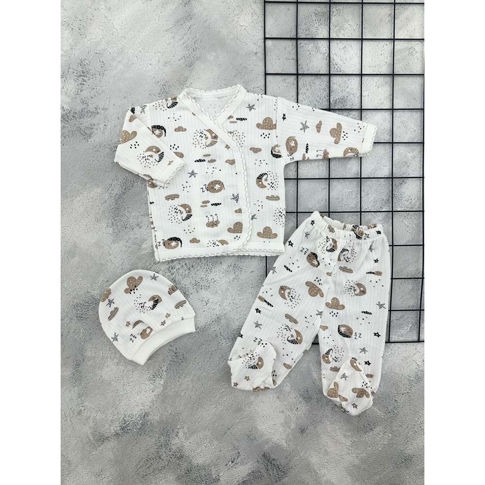 GONCA 048 GÖKYÜZÜ 3 LÜ ZIBIN TAKIM - KAHVE - 0-3 AY