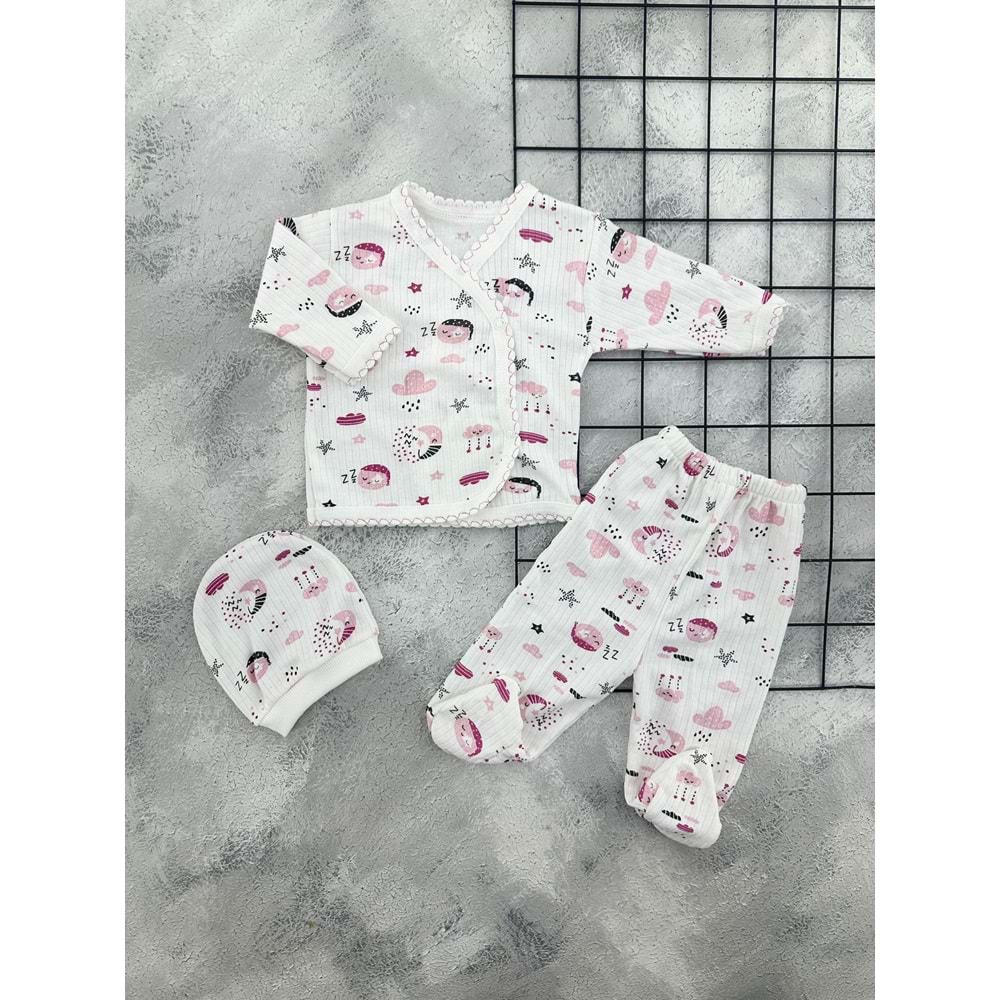 GONCA 048 GÖKYÜZÜ 3 LÜ ZIBIN TAKIM - PEMBE - 0-3 AY