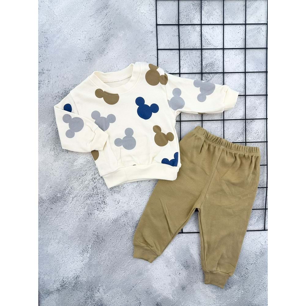 GONCA 824 MİCKEY BASKILI MEVSİMLİK TAKIM - KAHVE - 9 AY